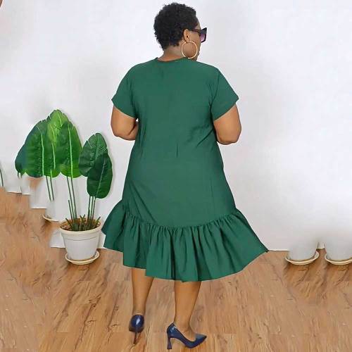 Hollow Out Ruffle Loose Short Sleeve Dress
