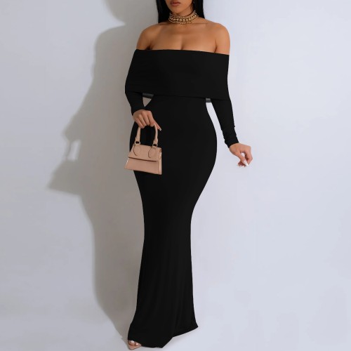 1 Piece Custom Casual Print Off Shoulder Maxi Dresses