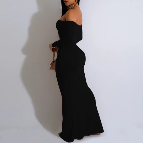 1 Piece Custom Casual Print Off Shoulder Maxi Dresses