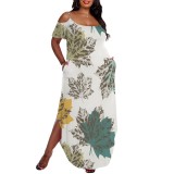 1 Piece Custom Casual Print Straps Plus Size Maxi Dress