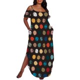 1 Piece Custom Casual Print Straps Plus Size Maxi Dress