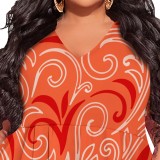 1 Piece Custom Casual Print V Neck Plus Size Maxi Dress