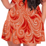 1 Piece Custom Casual Print V Neck Plus Size Maxi Dress