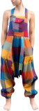Patchwork Harem Summer Overalls with Pockets Boho Loose Jumpsuit
