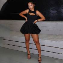 Sleeveless Cut Out Bubble Mini Dress