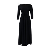 Casual African Elegant Lace-up Large Size Long Dress Round Neck Dress
