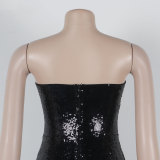 Sequin Patchwork Strapless Cocktail Dresses