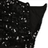 Sexy Halter Backless Slit Sequin Long Dress