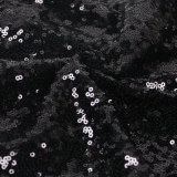 Solid One Shoulder Long Sleeve Bodycon Sequined Slit Dress
