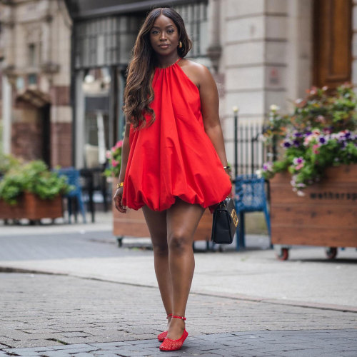 Solid Color Sleeveless Short Balloon Dress