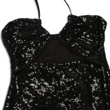 Sexy Halter Backless Slit Sequin Long Dress