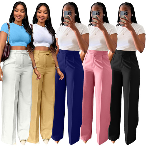 Zipper Side Straight Leg Pants