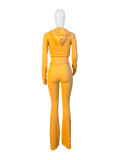 Solid Women Waffle Crop Top Tracksuit Hoodie Sweatpants Sets