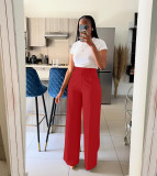 Zipper Side Straight Leg Pants