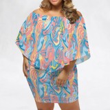 1 Piece Custom Casual Print Off Shoulder Plus Size Dresses