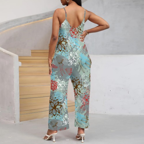 1 Piece Custom Casual Print Straps One-piece Jumpsuits