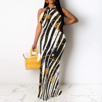 1 Piece Custom Casual Print Sleeveless Long Dresses