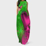 1 Piece Custom Casual Butterfly Print Basic O Neck Long Dresses
