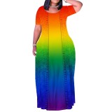 1 Piece Custom Casual Outfit Print Short Sleeve Plus Size Maxi Dresses