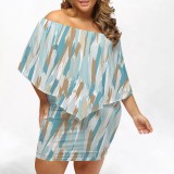 1 Piece Custom Casual Print Off Shoulder Plus Size Dresses