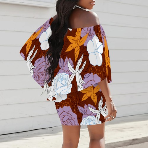 1 Piece Custom Casual Print Off The Shoulder Club Dresses