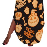 1 Piece Custom Casual Print Cold Shoulder Slit Irregular Plus Size Maxi Dresses