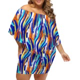 1 Piece Custom Casual Print Off Shoulder Plus Size Dresses