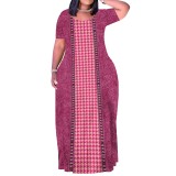 1 Piece Custom Casual Outfit Print Short Sleeve Plus Size Maxi Dresses