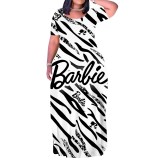 1 Piece Custom Casual Print Long Sleeve Scoop Neck Plus Size Maxi Dresses