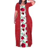 1 Piece Custom Casual Outfit Print Short Sleeve Plus Size Maxi Dresses