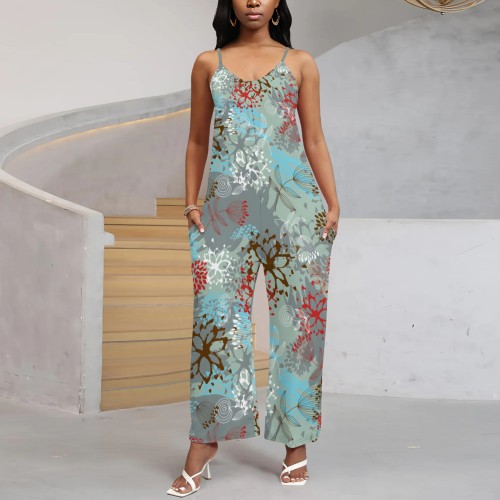1 Piece Custom Casual Print Straps One-piece Jumpsuits