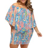 1 Piece Custom Casual Print Off Shoulder Plus Size Dresses