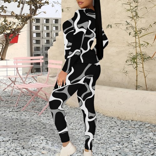 1 Piece Custom Casual Print Long Sleeve Pant Set