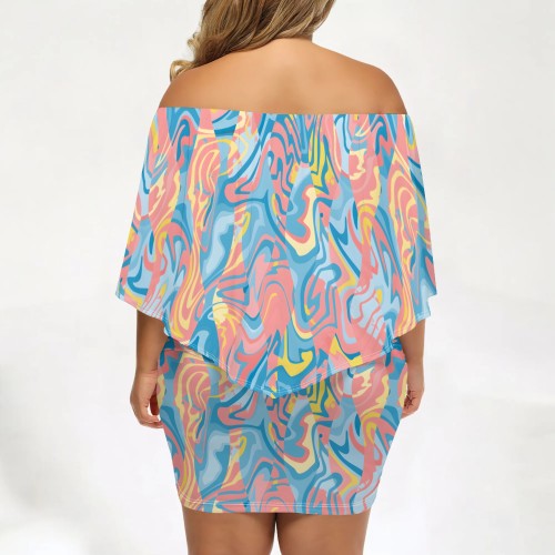 1 Piece Custom Casual Print Off Shoulder Plus Size Dresses