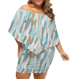 1 Piece Custom Casual Print Off Shoulder Plus Size Dresses