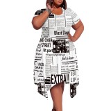 1 Piece Custom Casual Print Short Sleeve Plus Size Midi Dresses