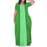 1 Piece Custom Casual Outfit Print Short Sleeve Plus Size Maxi Dresses
