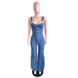 Casual Wide Leg Pants Sexy Overalls Sling Denim Jumpsuit
