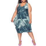1 Piece Custom Autumn Print Sleeveless Midi Dresses