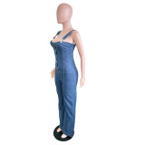 Casual Wide Leg Pants Sexy Overalls Sling Denim Jumpsuit