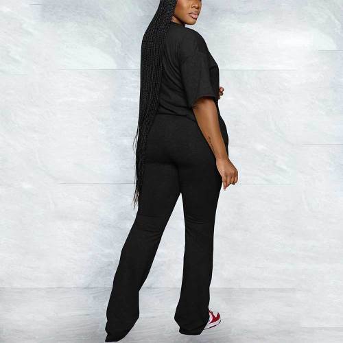 (Pre Order 10/9) Solid Short Sleeve Top and Flared Pants