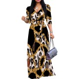 1 Piece Custom Casual Printed V Neck Maxi Dresses
