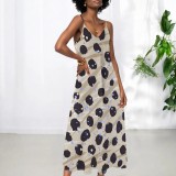 1 Piece Custom Casual Printed Straps Maxi Dresses