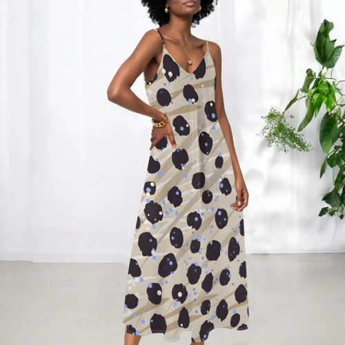1 Piece Custom Casual Printed Straps Maxi Dresses