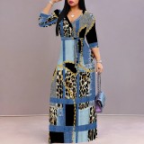 1 Piece Custom Casual Printed V Neck Maxi Dresses