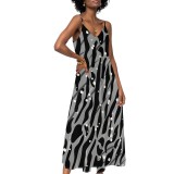 1 Piece Custom Casual Printed Straps Maxi Dresses