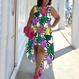 1 Piece Custom Casual Printed Sleeveless Plus Size Maxi Dresses