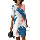 1 Piece Custom Casual Printed V Neck Club Dresses