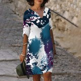 1 Piece Custom Casual Printed V Neck Club Dresses
