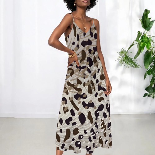 1 Piece Custom Casual Printed Straps Maxi Dresses